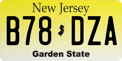 NJ license plate B78DZA