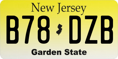 NJ license plate B78DZB