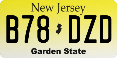 NJ license plate B78DZD