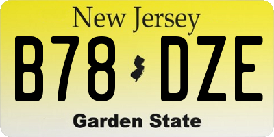 NJ license plate B78DZE