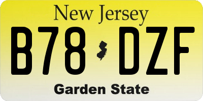 NJ license plate B78DZF