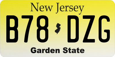 NJ license plate B78DZG