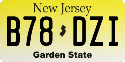 NJ license plate B78DZI