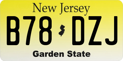 NJ license plate B78DZJ