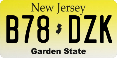 NJ license plate B78DZK
