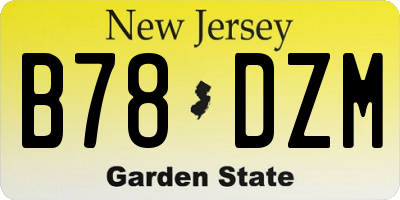 NJ license plate B78DZM