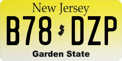 NJ license plate B78DZP