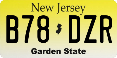 NJ license plate B78DZR