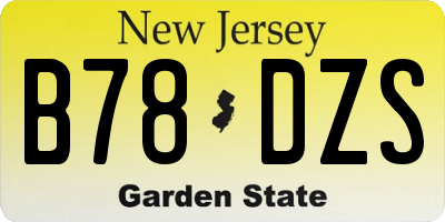 NJ license plate B78DZS