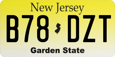 NJ license plate B78DZT
