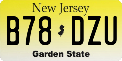 NJ license plate B78DZU