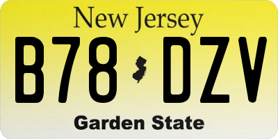 NJ license plate B78DZV