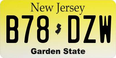 NJ license plate B78DZW