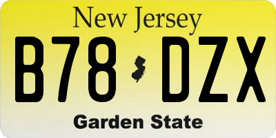 NJ license plate B78DZX