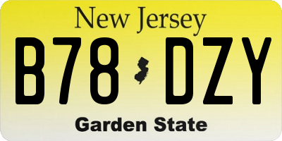 NJ license plate B78DZY