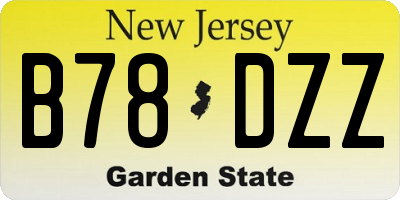 NJ license plate B78DZZ