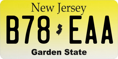 NJ license plate B78EAA