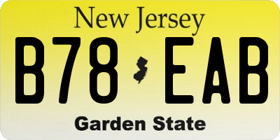 NJ license plate B78EAB