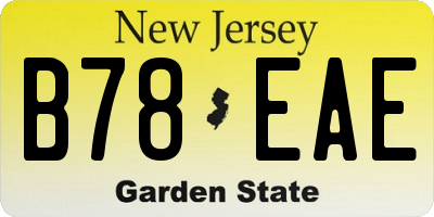 NJ license plate B78EAE