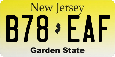 NJ license plate B78EAF