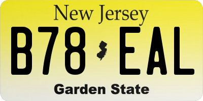 NJ license plate B78EAL