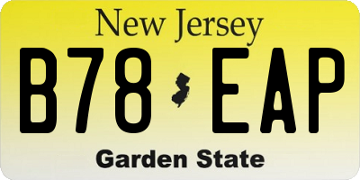 NJ license plate B78EAP