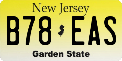 NJ license plate B78EAS