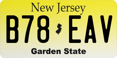 NJ license plate B78EAV