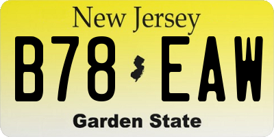 NJ license plate B78EAW