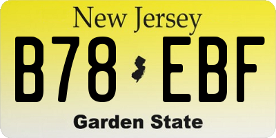 NJ license plate B78EBF