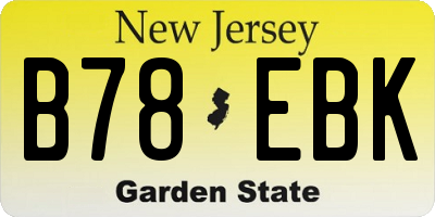 NJ license plate B78EBK