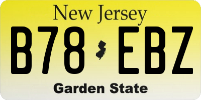 NJ license plate B78EBZ