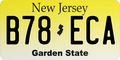 NJ license plate B78ECA