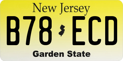 NJ license plate B78ECD