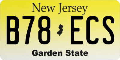 NJ license plate B78ECS