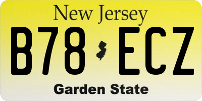 NJ license plate B78ECZ