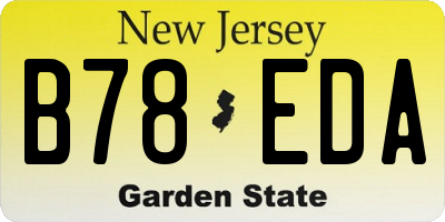 NJ license plate B78EDA