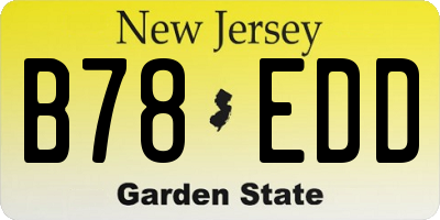 NJ license plate B78EDD