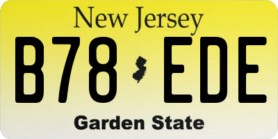 NJ license plate B78EDE