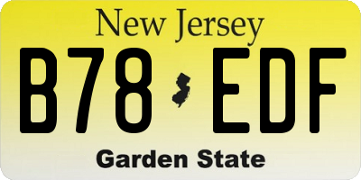 NJ license plate B78EDF