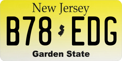 NJ license plate B78EDG