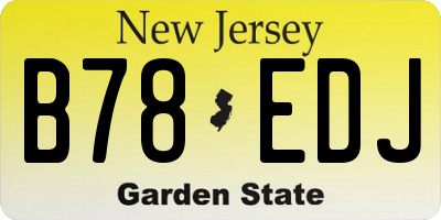 NJ license plate B78EDJ