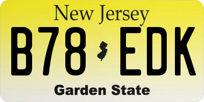NJ license plate B78EDK