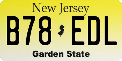 NJ license plate B78EDL