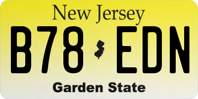 NJ license plate B78EDN