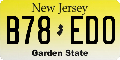 NJ license plate B78EDO
