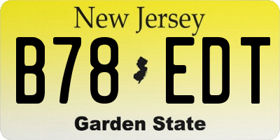 NJ license plate B78EDT