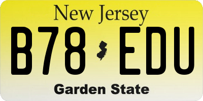 NJ license plate B78EDU