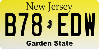 NJ license plate B78EDW