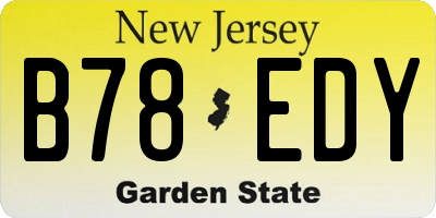 NJ license plate B78EDY